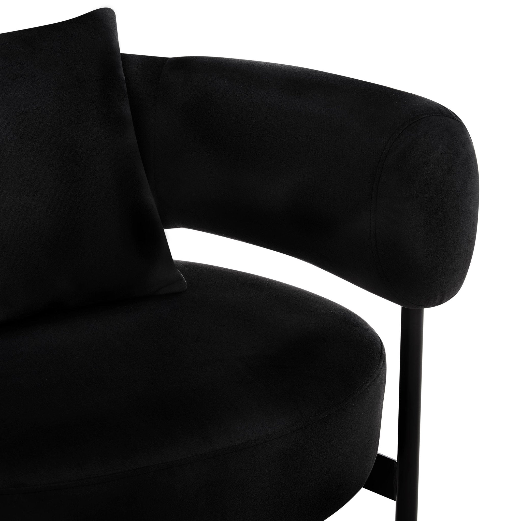 Fauteuil d'appoint contemporain en velours Ink avec dossier incurvé pour salon