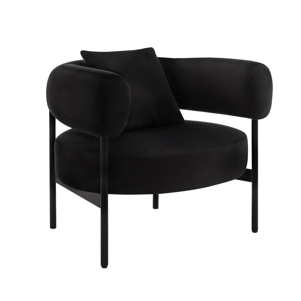Fauteuil d'appoint contemporain en velours Ink avec dossier incurvé pour salon