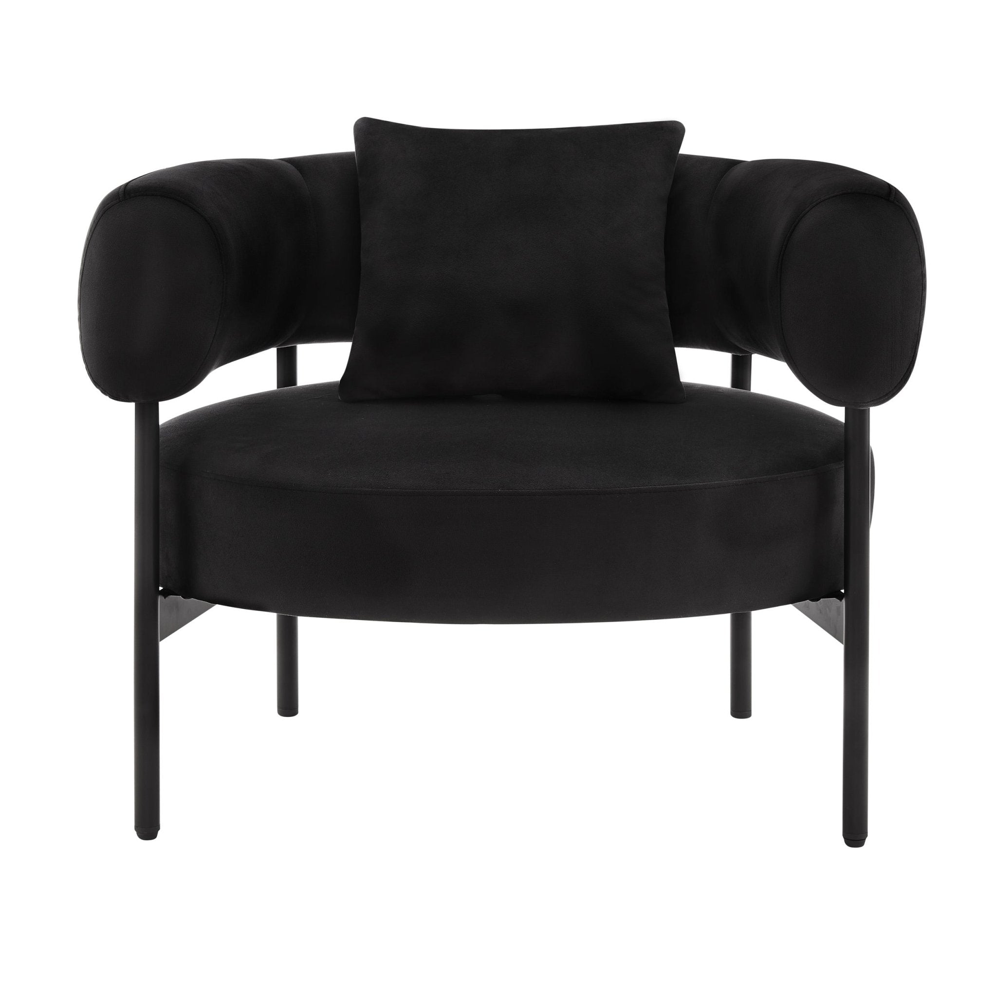 Fauteuil d'appoint contemporain en velours Ink avec dossier incurvé pour salon