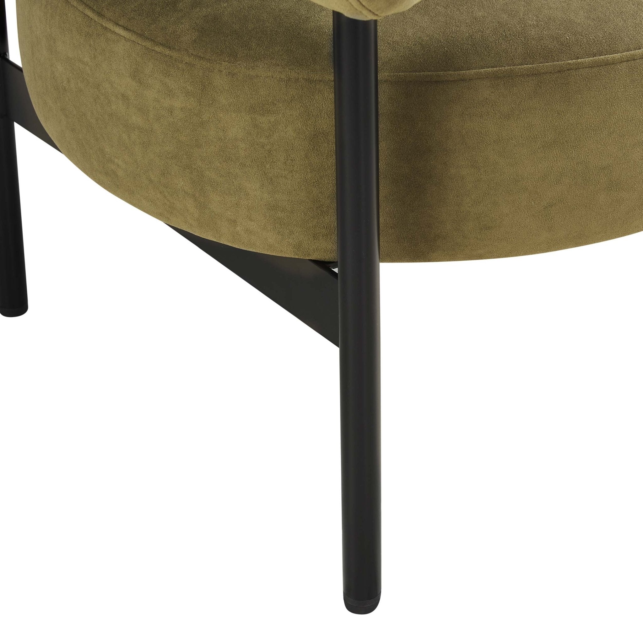 Fauteuil d'appoint contemporain en velours olive à dossier incurvé pour salon