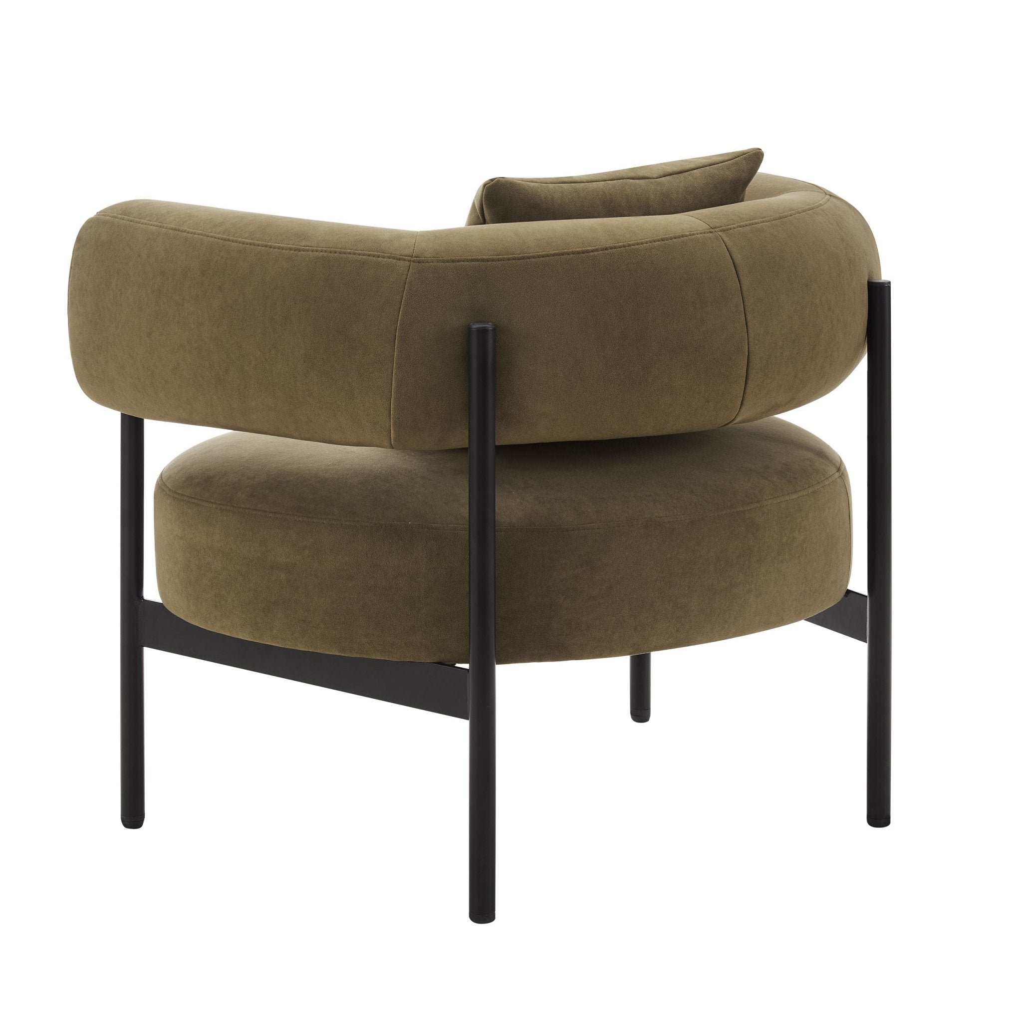 Fauteuil d'appoint contemporain en velours olive à dossier incurvé pour salon