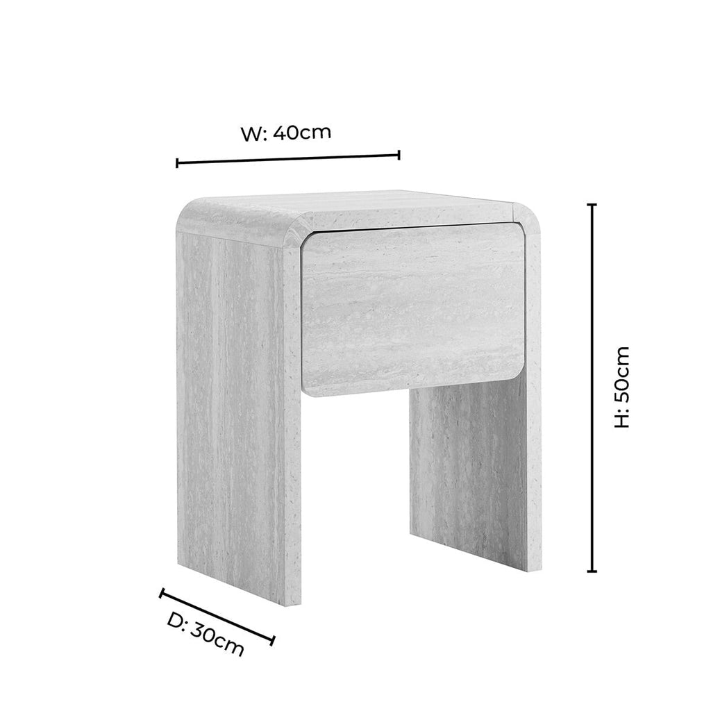 Table d'appoint organique en tissu taupe avec design sculptural doux pour le salon
