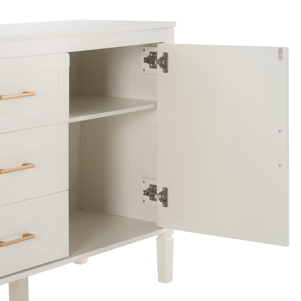 Buffet classique en bois peint, avec portes et tiroirs, pour salon