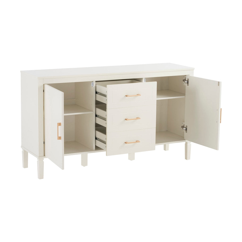 Buffet classique en bois peint, avec portes et tiroirs, pour salon