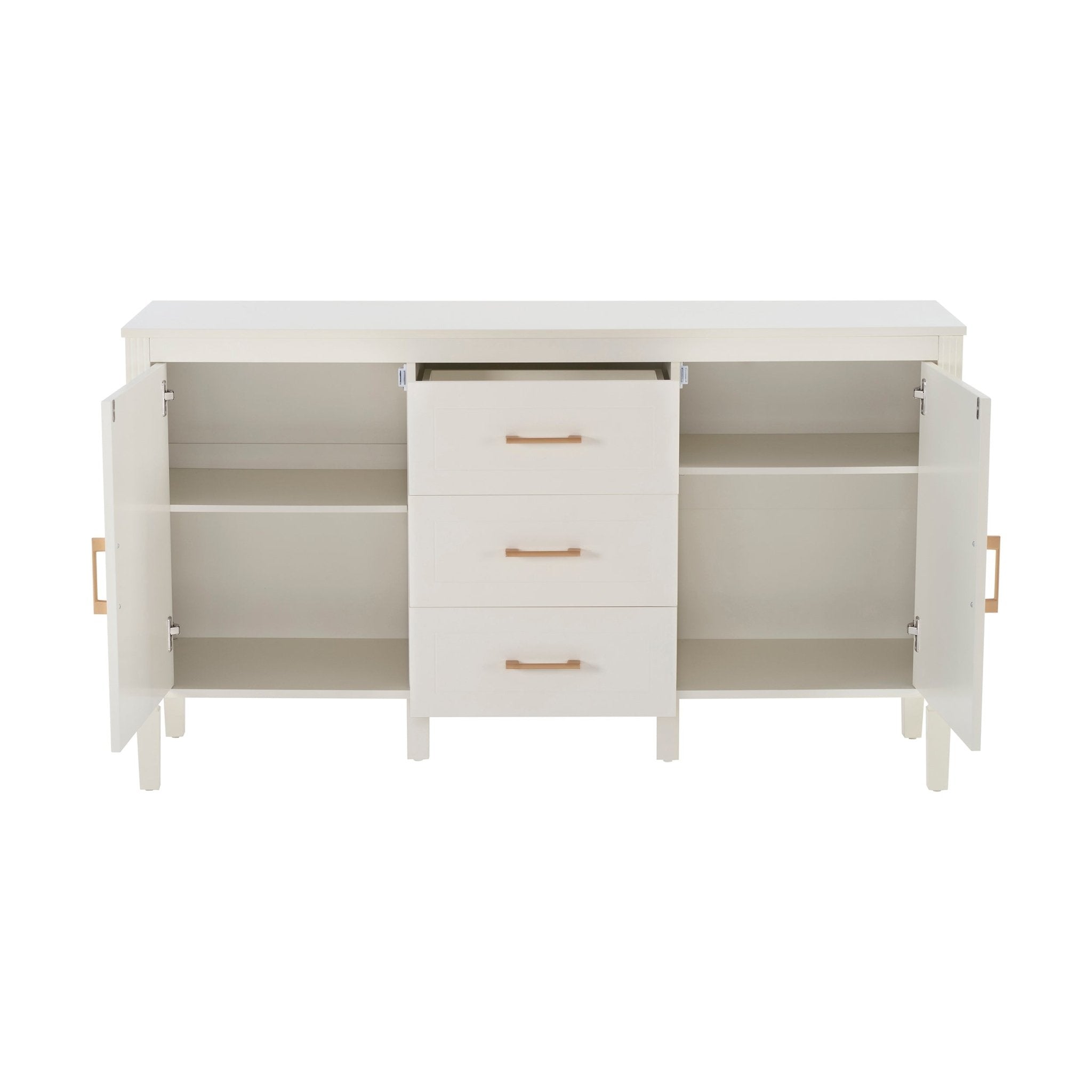 Buffet classique en bois peint, avec portes et tiroirs, pour salon