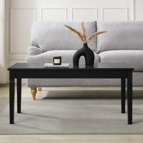 Table basse noire peinte classique aux lignes épurées pour salon