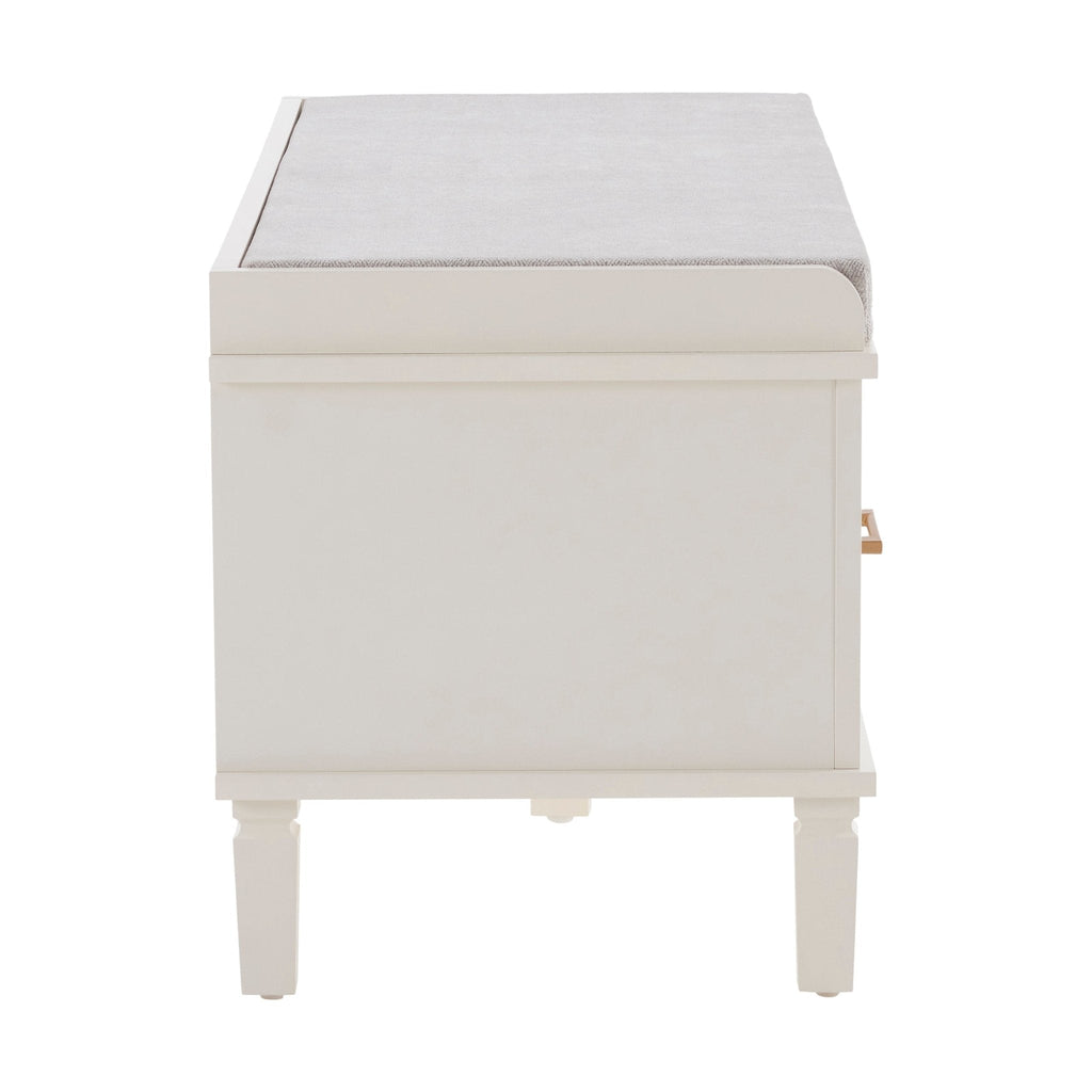 Meuble de rangement classique peint avec siège rembourré pour couloir
