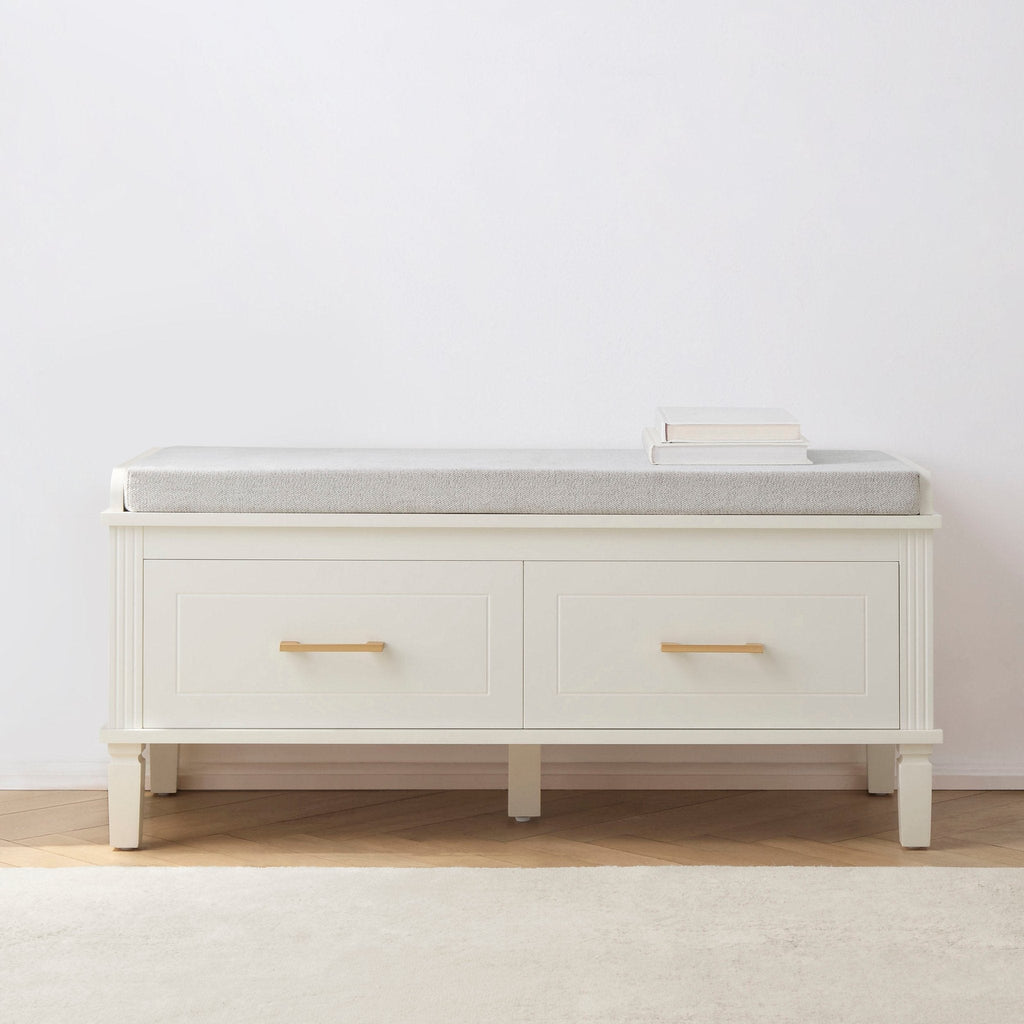 Meuble de rangement classique peint avec siège rembourré pour couloir