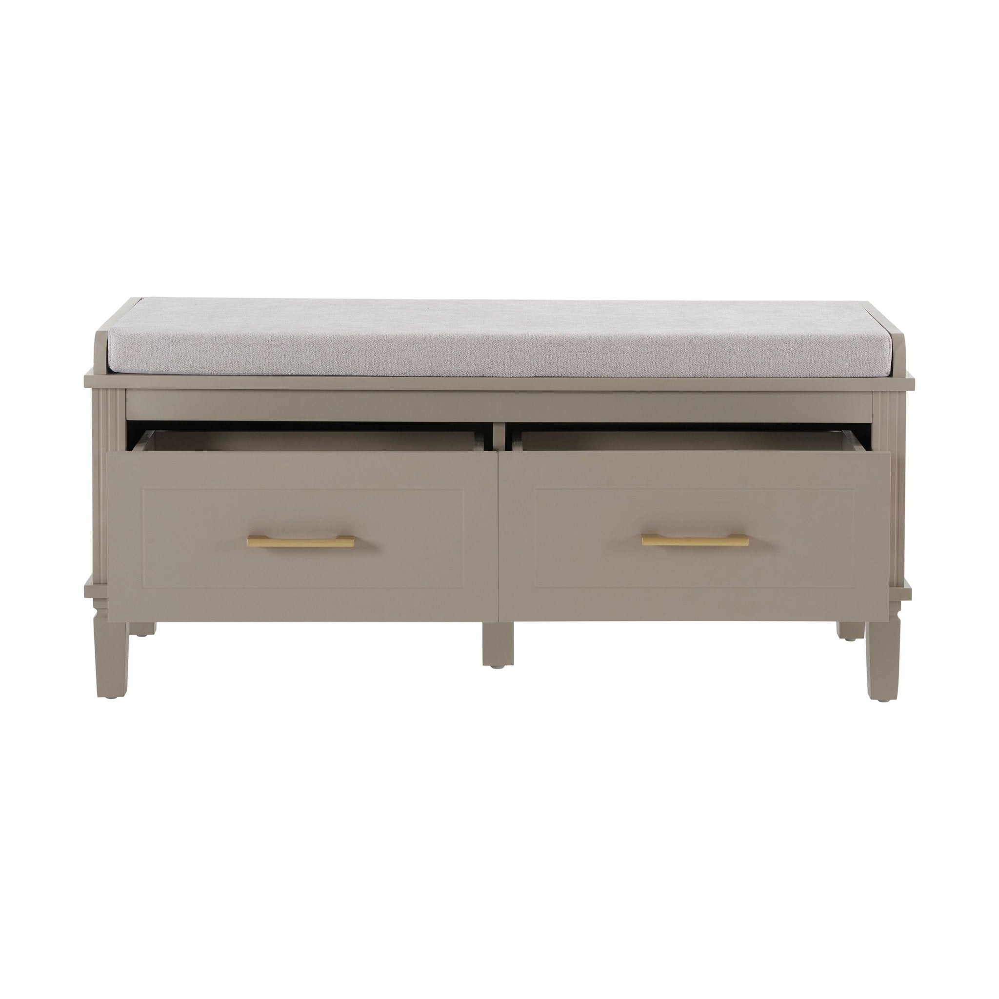 Meuble de rangement classique taupe peint avec siège rembourré pour entrée