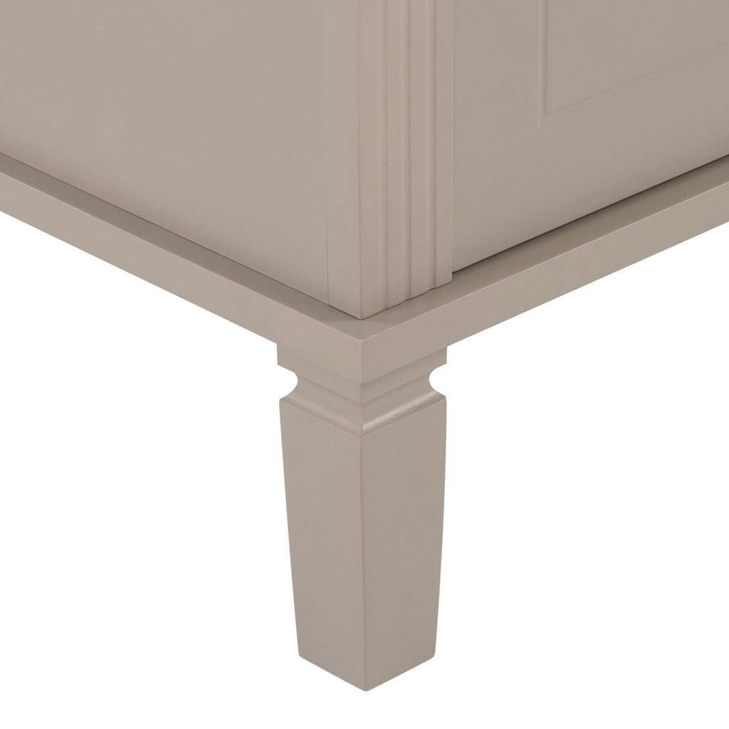 Meuble de rangement classique taupe peint avec siège rembourré pour entrée