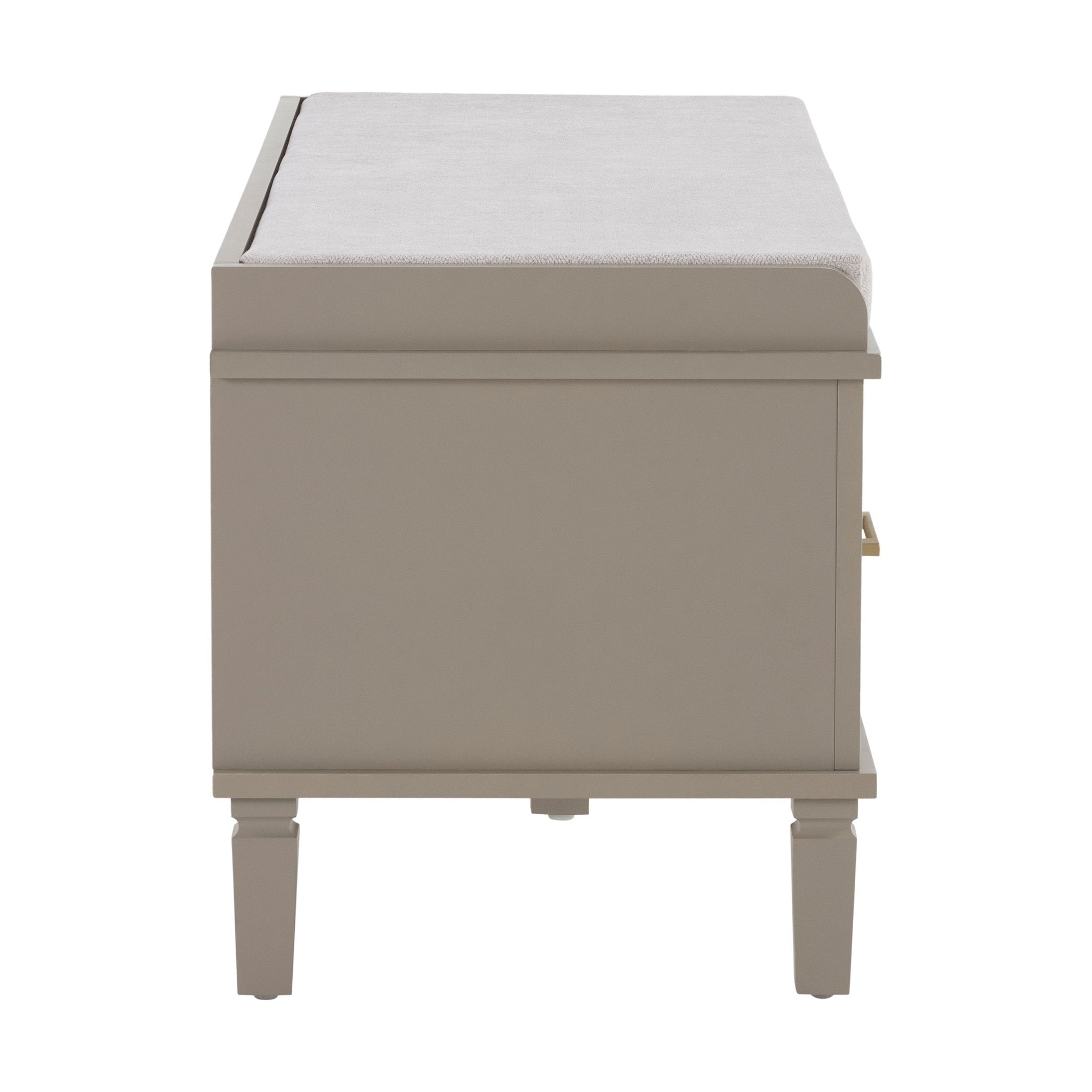 Meuble de rangement classique taupe peint avec siège rembourré pour entrée