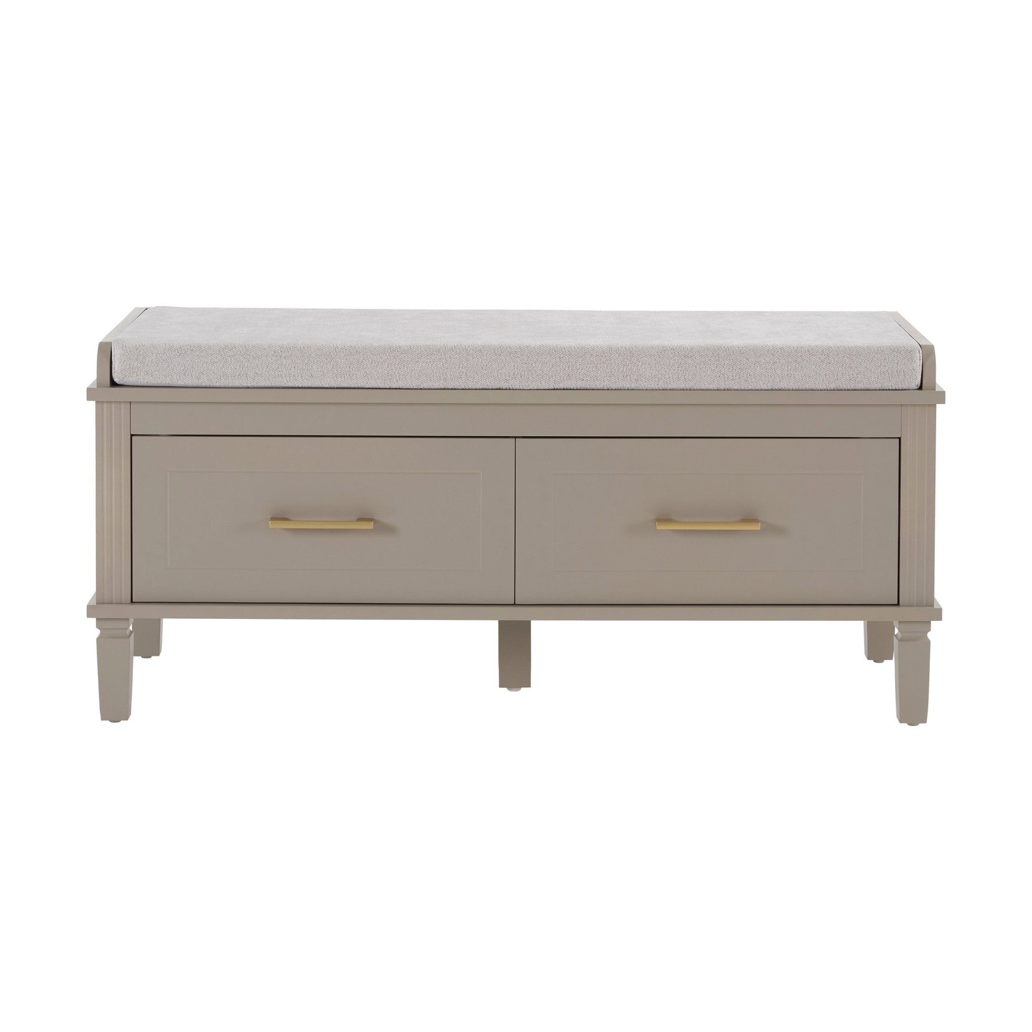 Meuble de rangement classique taupe peint avec siège rembourré pour entrée