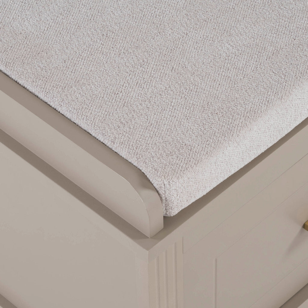 Meuble de rangement classique taupe peint avec siège rembourré pour entrée