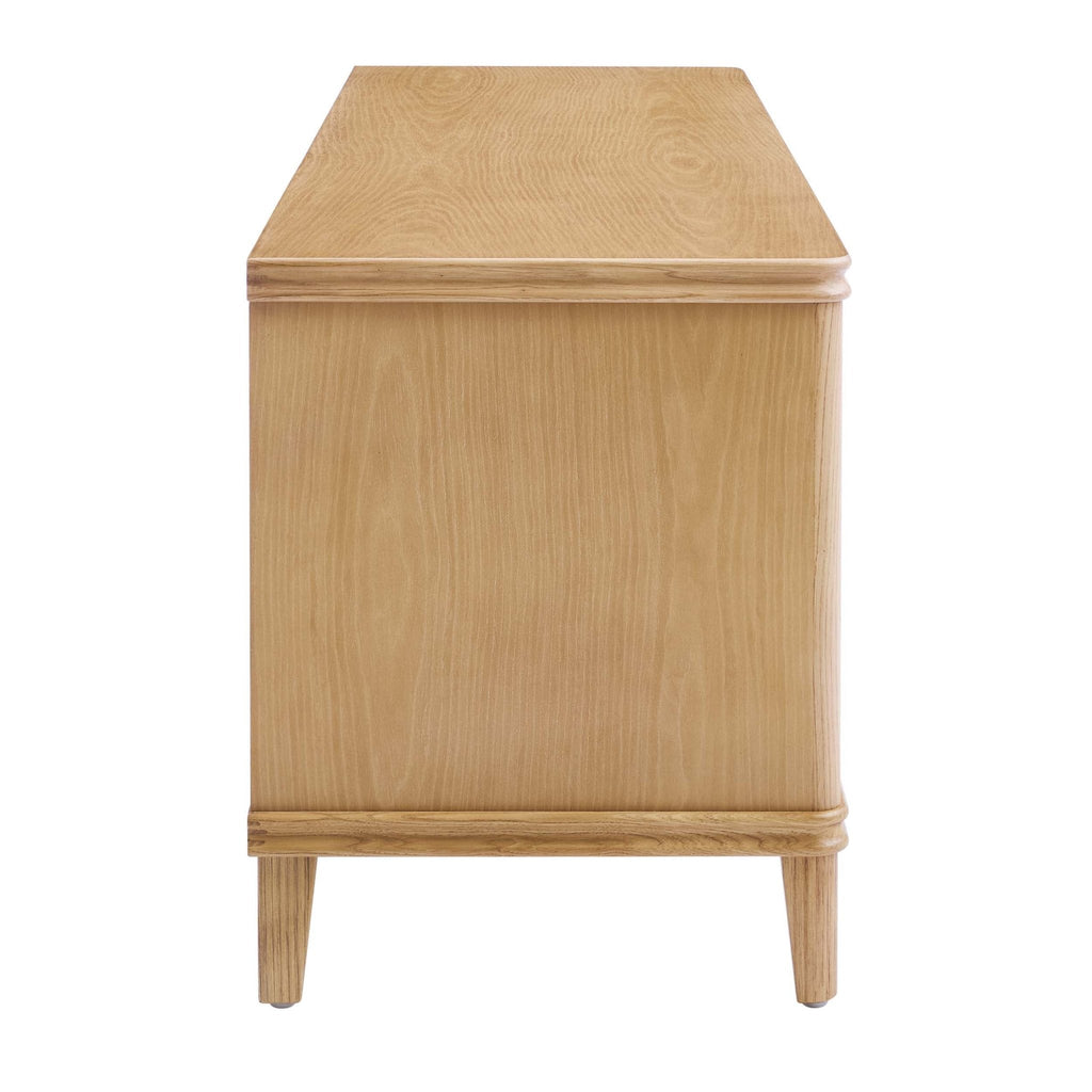 Meuble TV placage bois clair scandinave avec design minimaliste pour TV jusqu'à 60 pouces pour salon