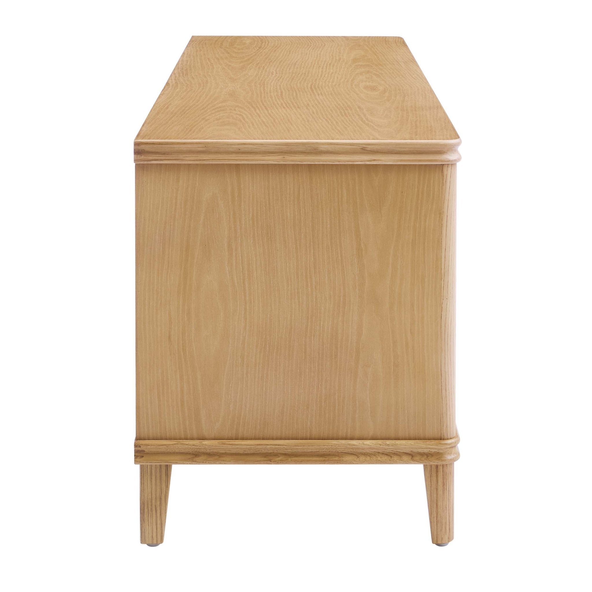 Meuble TV placage bois clair scandinave avec design minimaliste pour TV jusqu'à 60 pouces pour salon