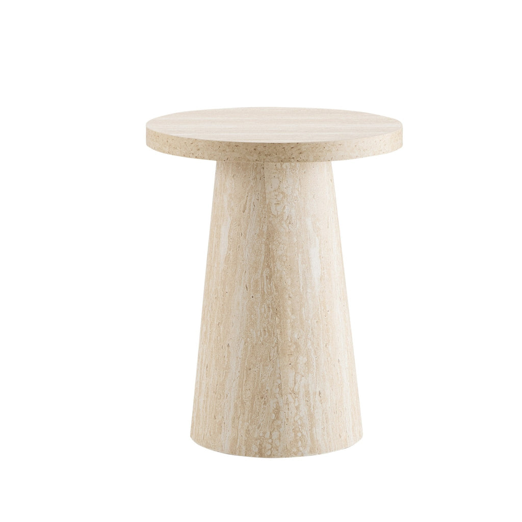 Table d'appoint contemporaine effet marbre et pierre avec design géométrique pour salon