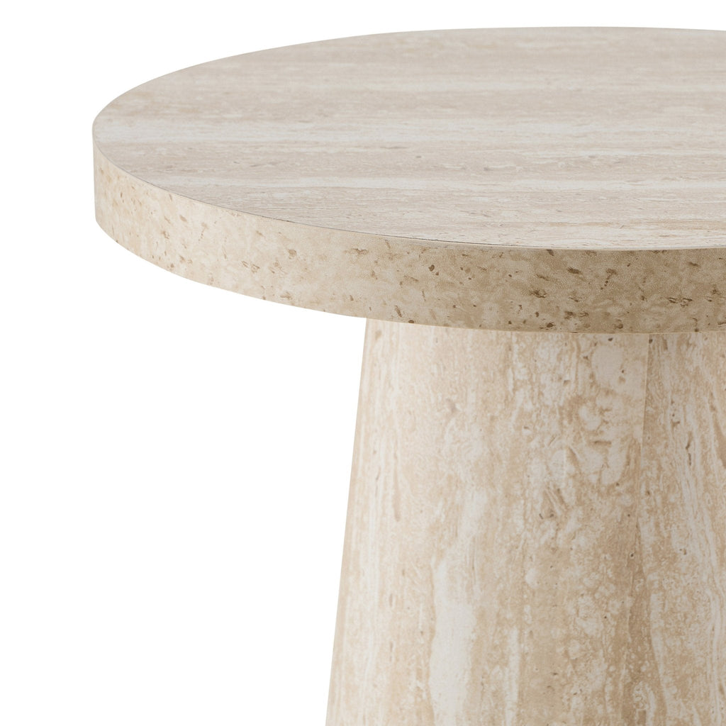 Table d'appoint contemporaine effet marbre et pierre avec design géométrique pour salon