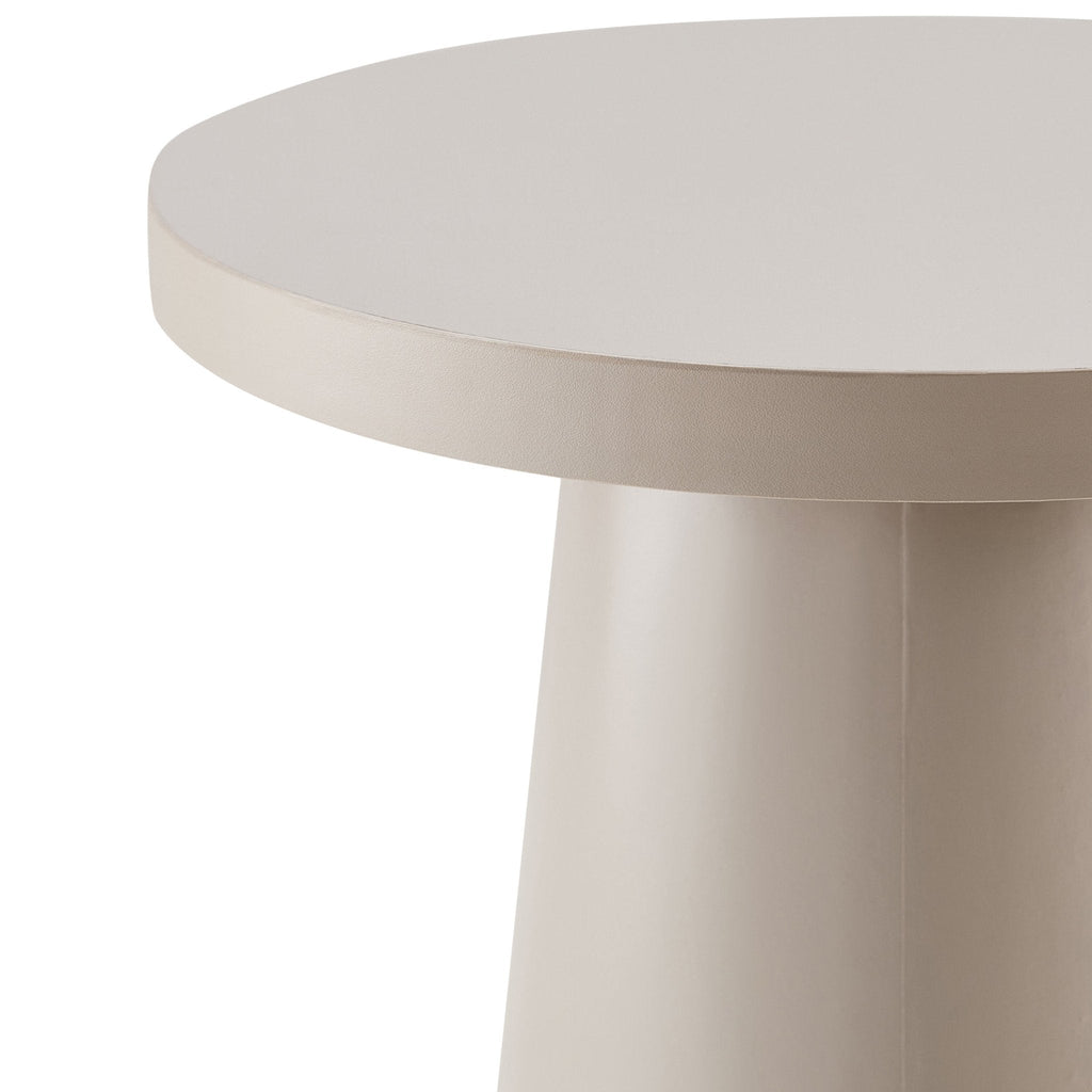 Table d'appoint contemporaine en taupe peint avec motif géométrique pour le salon