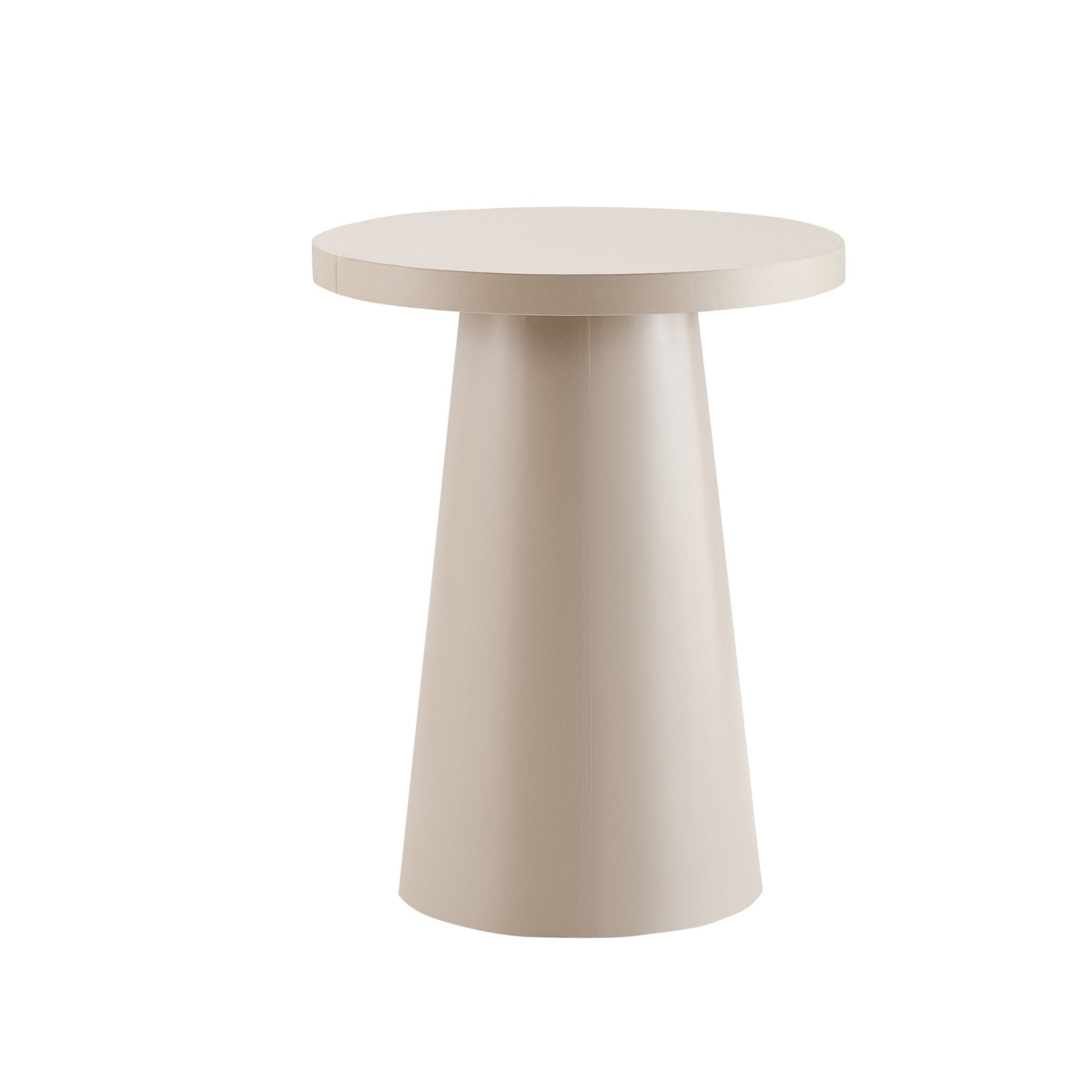 Table d'appoint contemporaine en taupe peint avec motif géométrique pour le salon