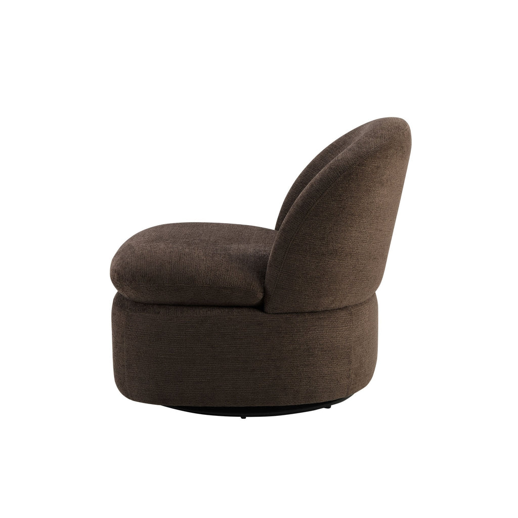 Fauteuil pivotant d'appoint moderne en tissu texturé cappuccino avec rotation à 360° pour le salon