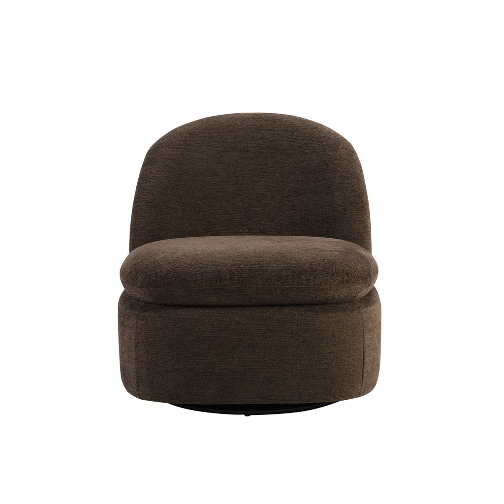Fauteuil pivotant d'appoint moderne en tissu texturé cappuccino avec rotation à 360° pour le salon