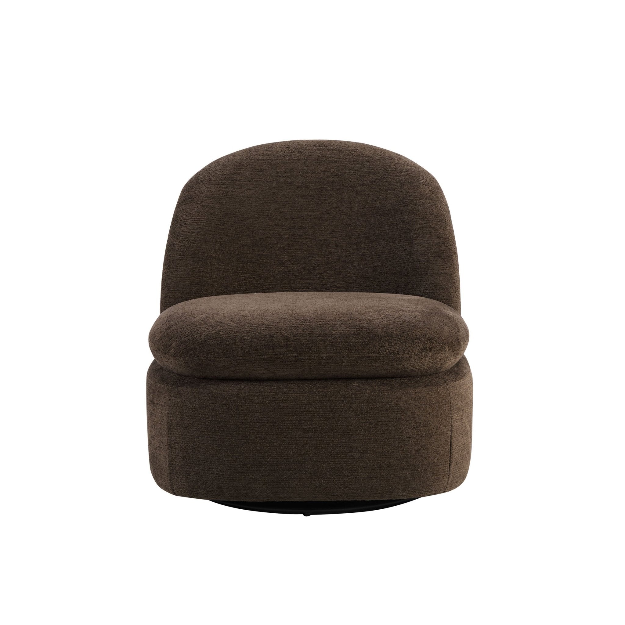 Fauteuil pivotant d'appoint moderne en tissu texturé cappuccino avec rotation à 360° pour le salon
