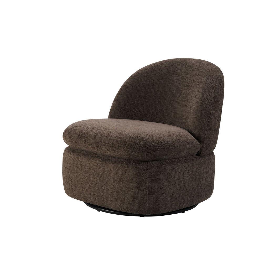 Fauteuil pivotant d'appoint moderne en tissu texturé cappuccino avec rotation à 360° pour le salon