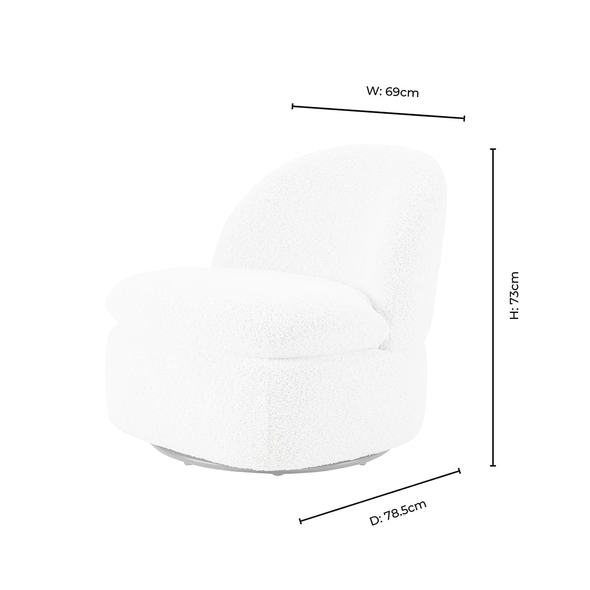 Fauteuil pivotant d'appoint moderne en tissu texturé cappuccino avec rotation à 360° pour le salon