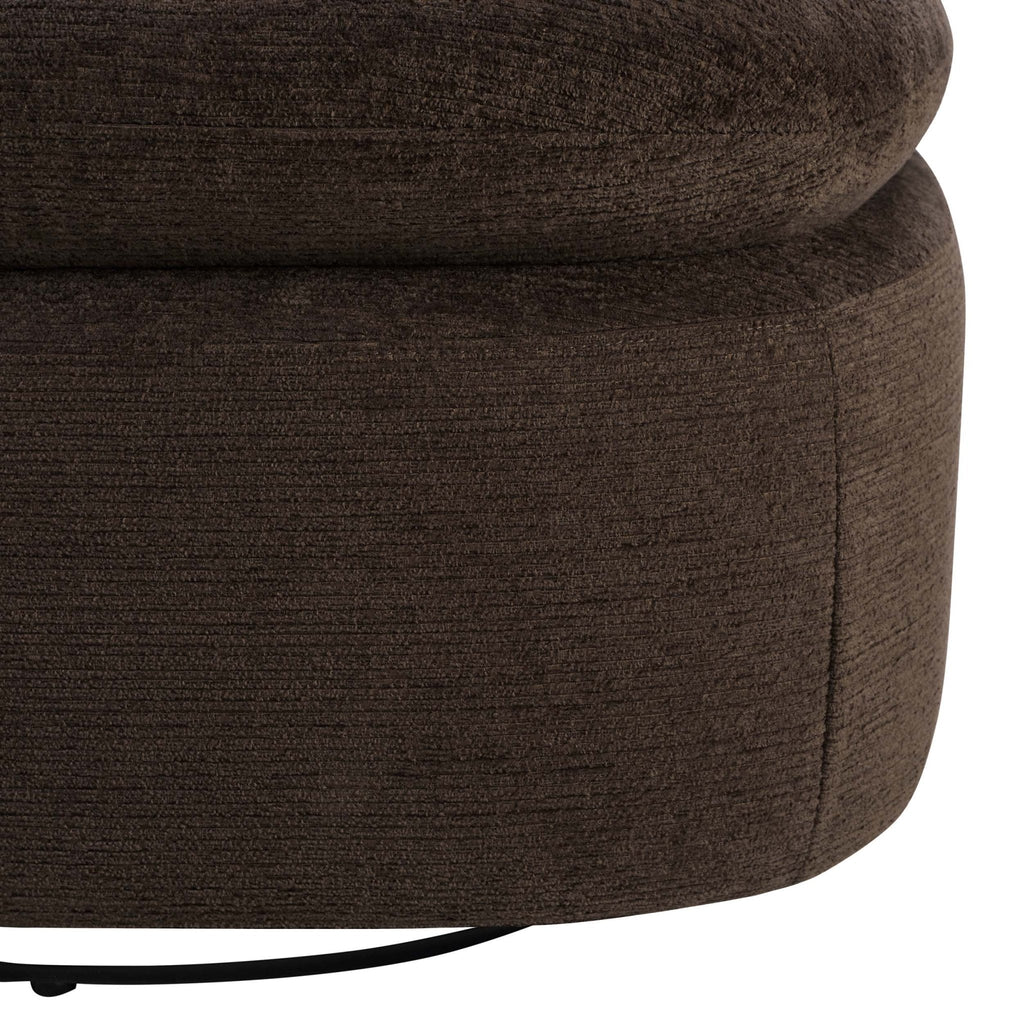 Fauteuil pivotant d'appoint moderne en tissu texturé cappuccino avec rotation à 360° pour le salon