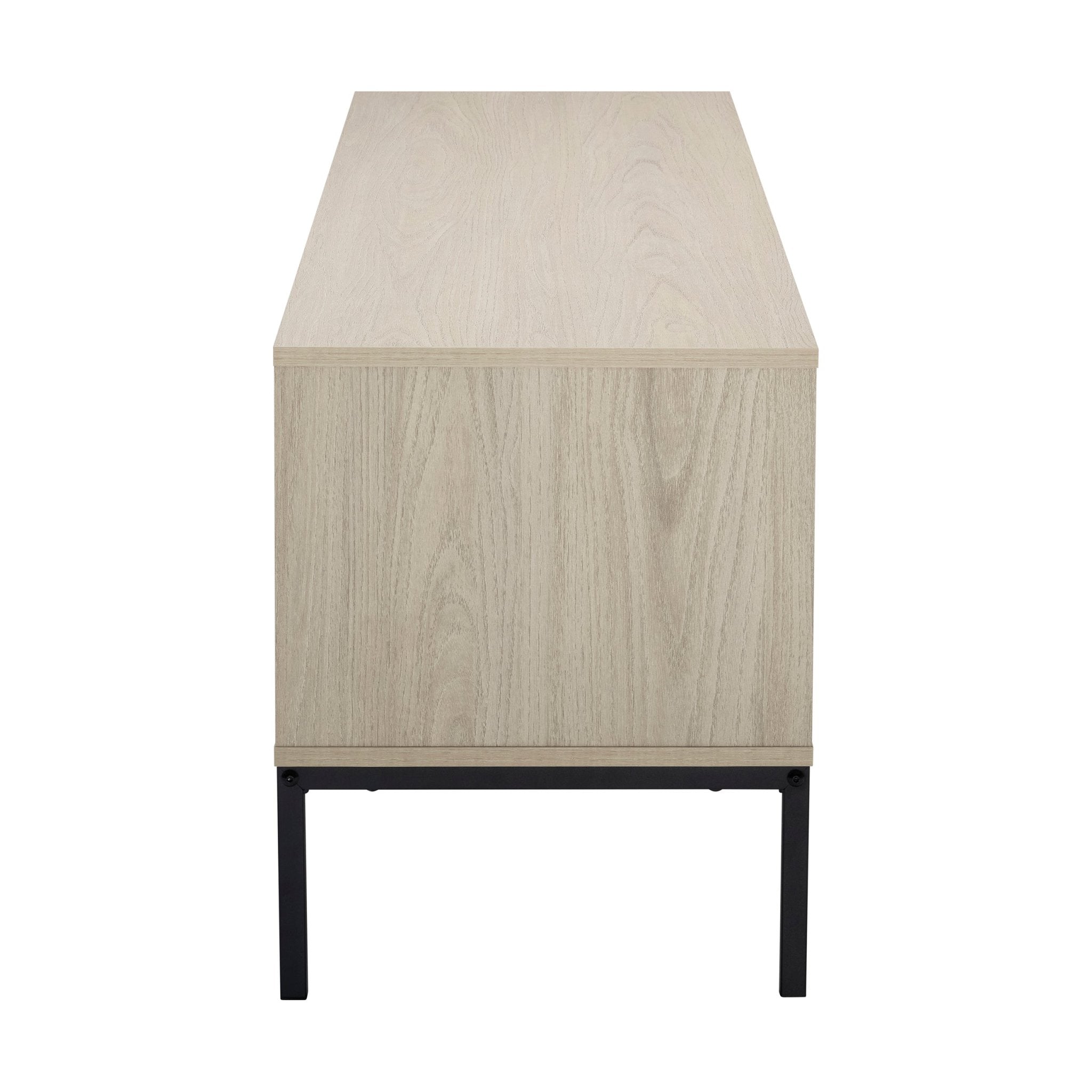 Meuble TV en bois clair scandinave avec étagères ouvertes pour téléviseurs jusqu'à 60 pouces pour salon
