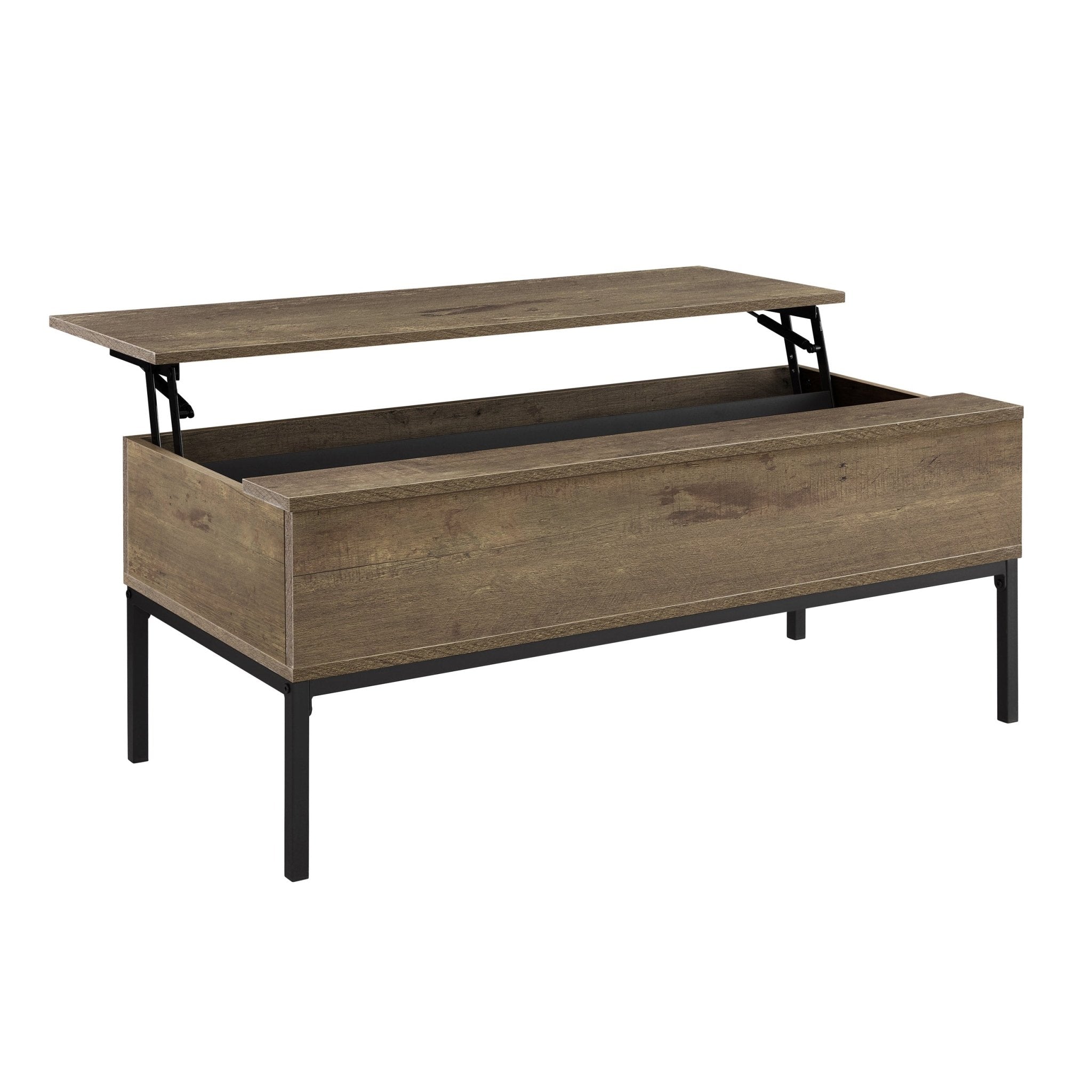 Table basse relevable moderne en bois de mangue naturel avec rangement dissimulé pour salon