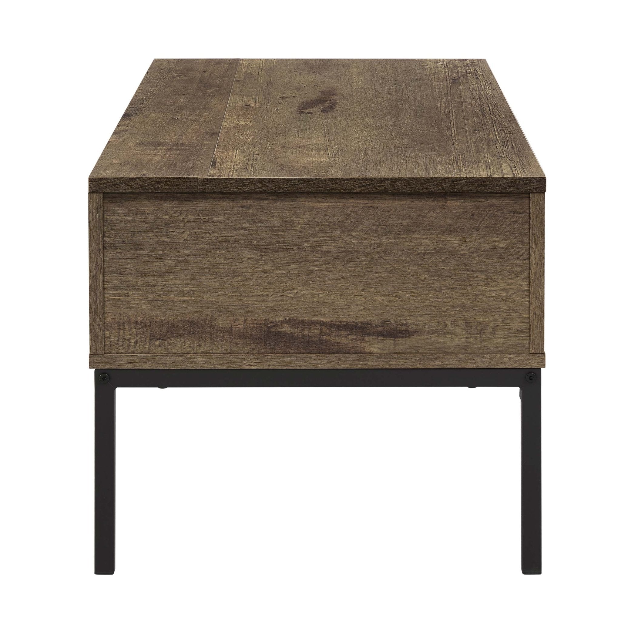 Table basse relevable moderne en bois de mangue naturel avec rangement dissimulé pour salon