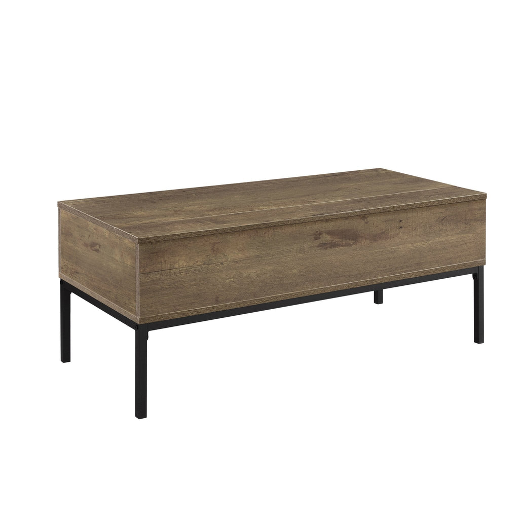 Table basse relevable moderne en bois de mangue naturel avec rangement dissimulé pour salon