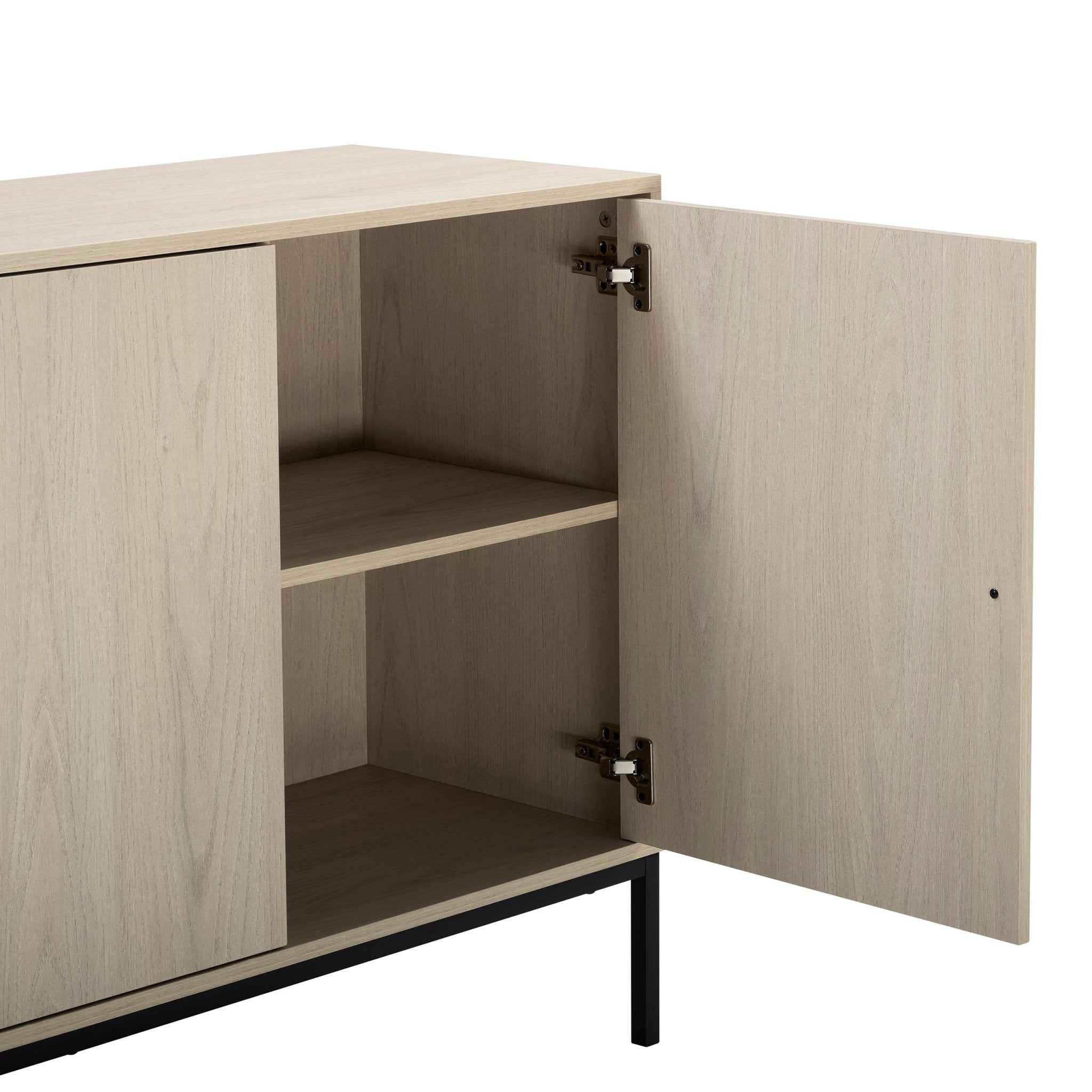 Bahut en bois clair scandinave avec grand espace de rangement pour le salon
