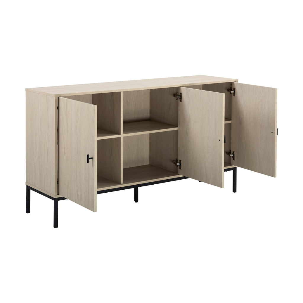 Bahut en bois clair scandinave avec grand espace de rangement pour le salon