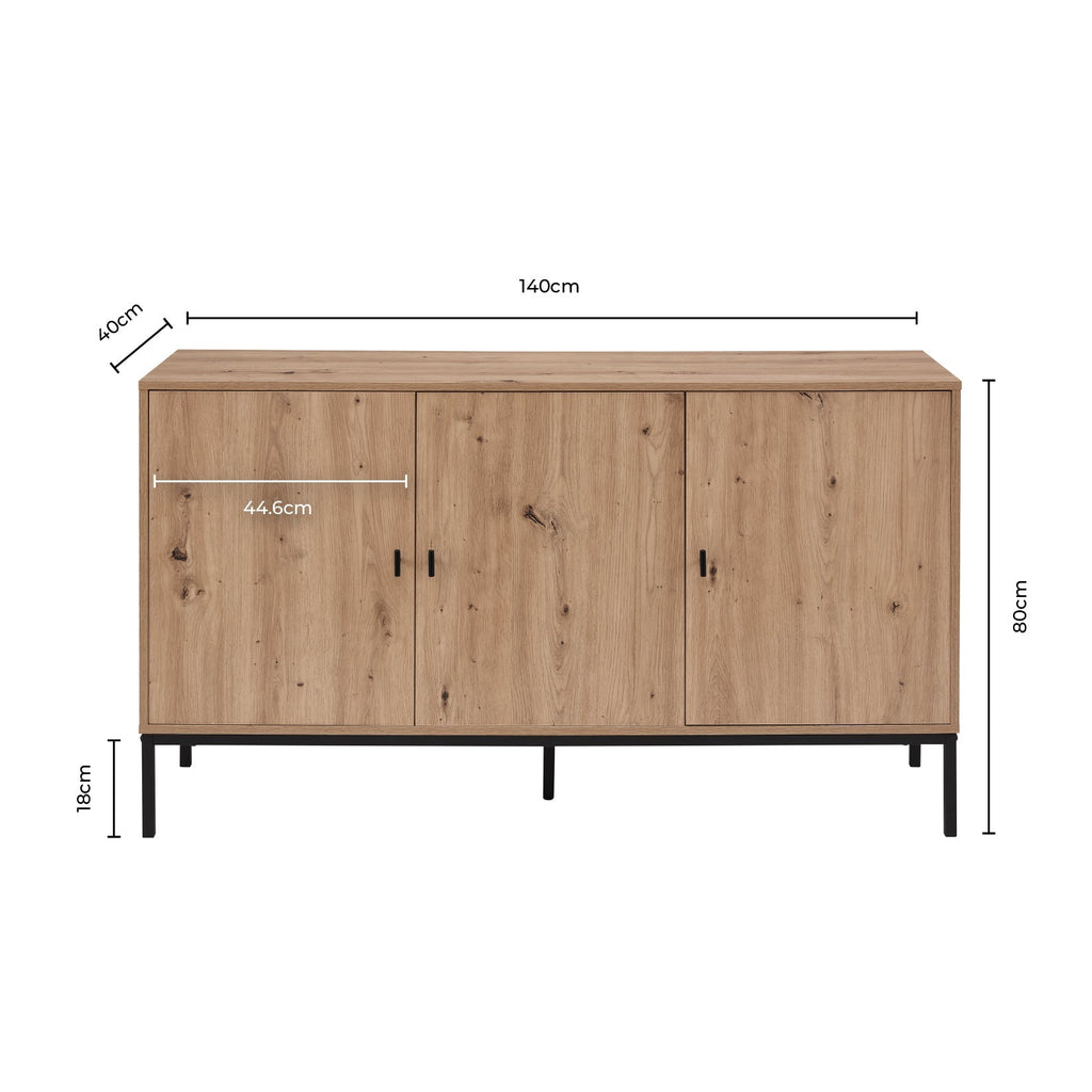 Bahut moderne effet chêne avec grand espace de rangement pour le salon