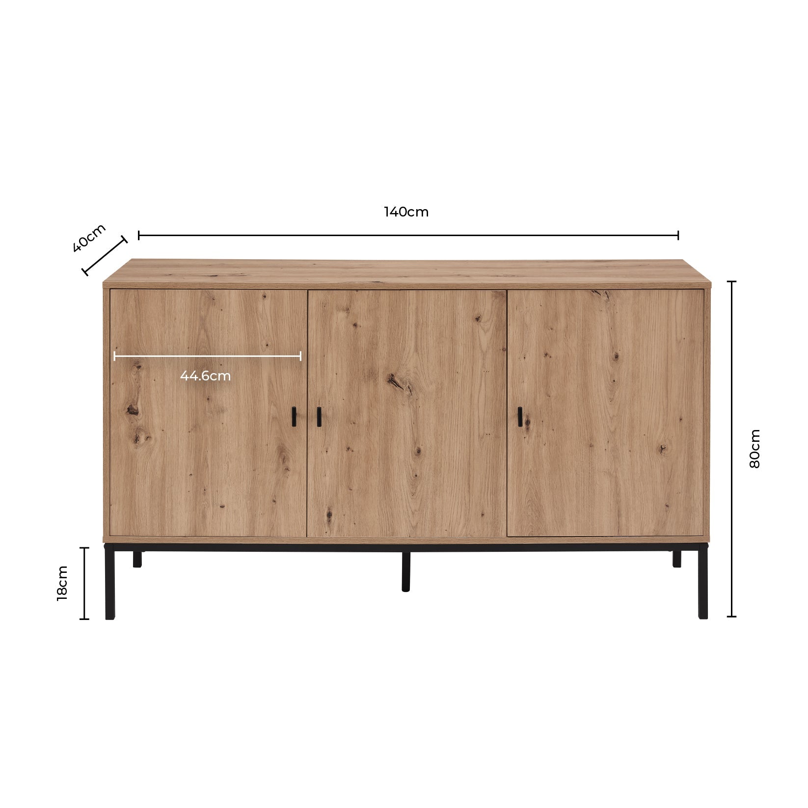 Bahut moderne effet chêne avec grand espace de rangement pour le salon