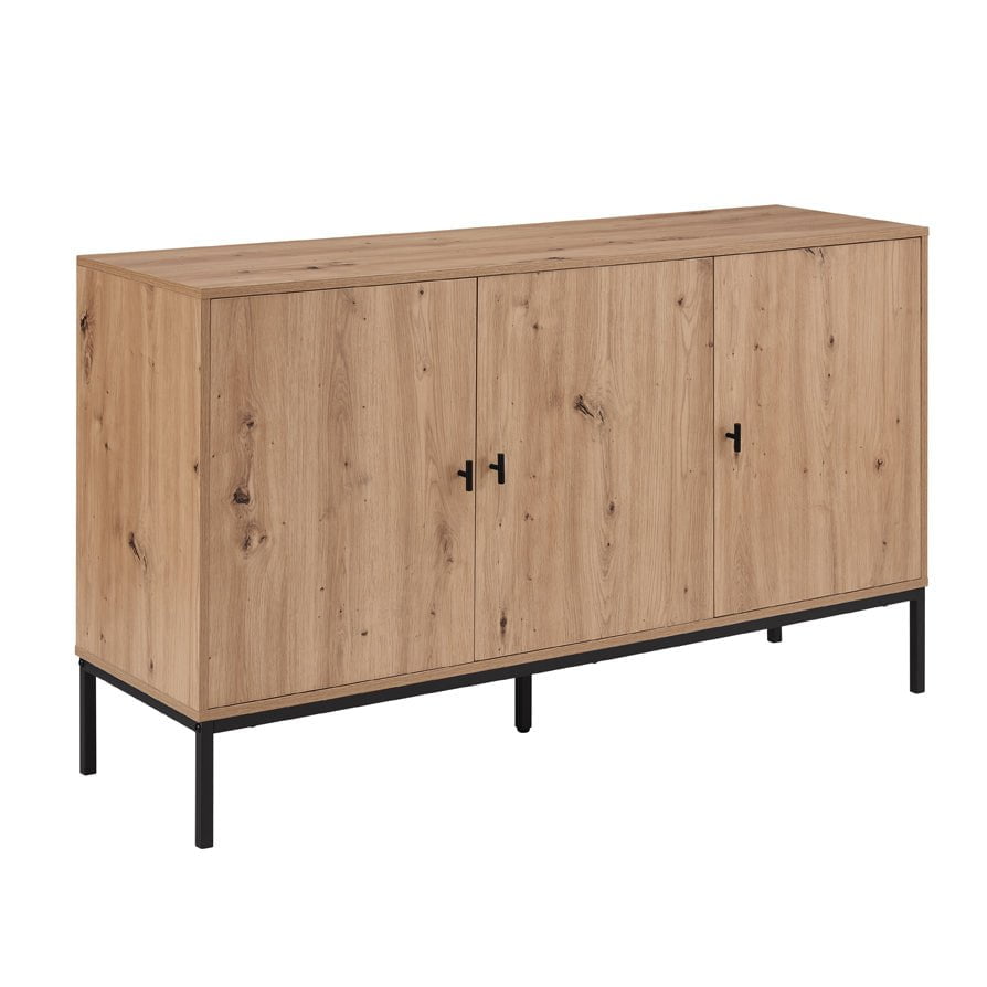 Bahut moderne effet chêne avec grand espace de rangement pour le salon