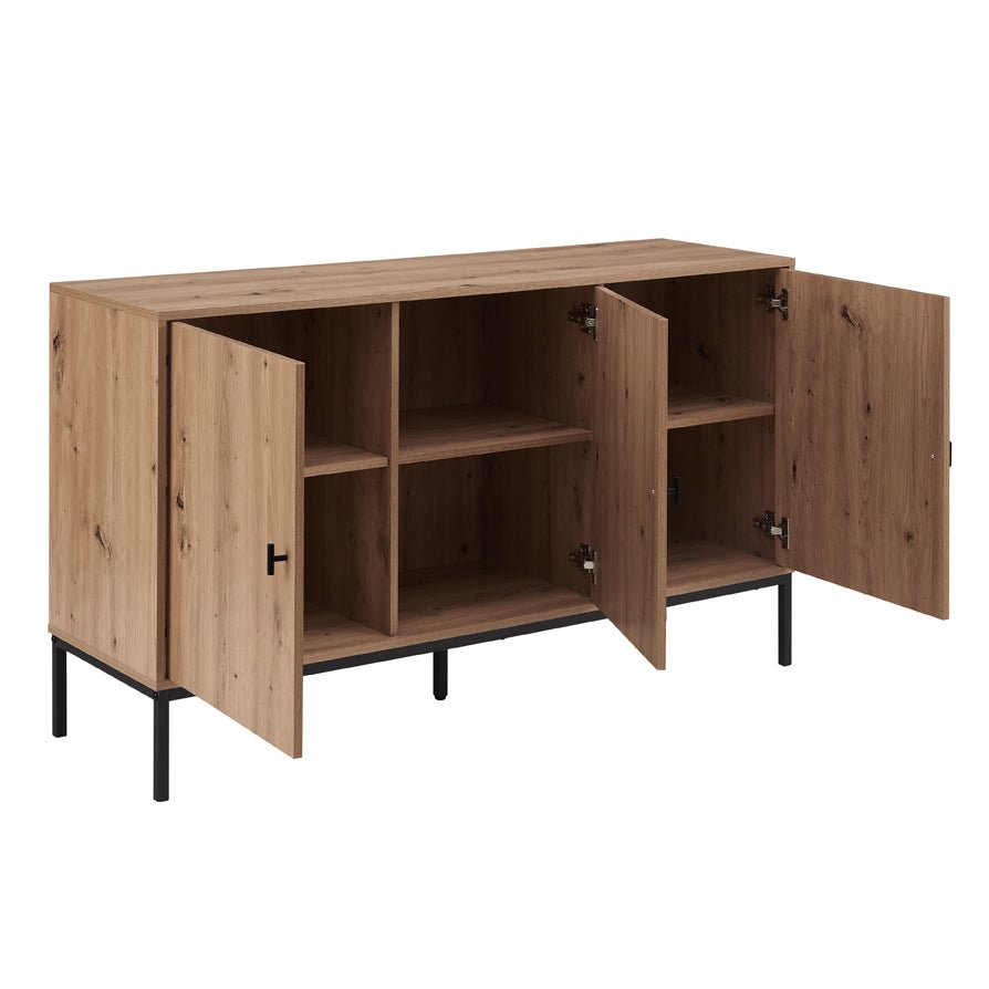 Bahut moderne effet chêne avec grand espace de rangement pour le salon